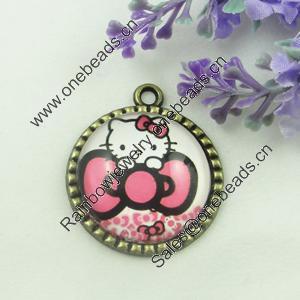 Zinc Alloy Enamel Pendant. Fashion jewelry findings. Lead-free. Flat Round 30x34.5mm. Sold by PC