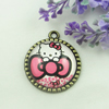 Zinc Alloy Enamel Pendant. Fashion jewelry findings. Lead-free. Flat Round 30x34.5mm. Sold by PC