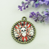 Zinc Alloy Enamel Pendant. Fashion jewelry findings. Lead-free. Flat Round 30x34.5mm. Sold by PC