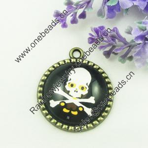 Zinc Alloy Enamel Pendant. Fashion jewelry findings. Lead-free. Flat Round 30x34.5mm. Sold by PC