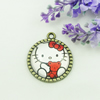 Zinc Alloy Enamel Pendant. Fashion jewelry findings. Lead-free. Flat Round 30x34.5mm. Sold by PC
