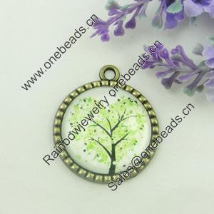 Zinc Alloy Enamel Pendant. Fashion jewelry findings. Lead-free. Flat Round 30x34.5mm. Sold by PC