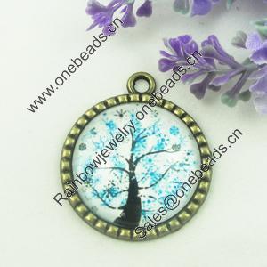 Zinc Alloy Enamel Pendant. Fashion jewelry findings. Lead-free. Flat Round 30x34.5mm. Sold by PC