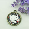 Zinc Alloy Enamel Pendant. Fashion jewelry findings. Lead-free. Flat Round 30x34.5mm. Sold by PC