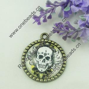 Zinc Alloy Enamel Pendant. Fashion jewelry findings. Lead-free. Flat Round 30x34.5mm. Sold by PC