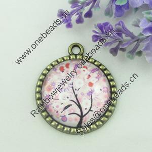 Zinc Alloy Enamel Pendant. Fashion jewelry findings. Lead-free. Flat Round 30x34.5mm. Sold by PC