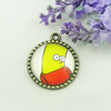 Zinc Alloy Enamel Pendant. Fashion jewelry findings. Lead-free. Flat Round 30x34.5mm. Sold by PC
