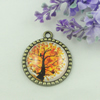 Zinc Alloy Enamel Pendant. Fashion jewelry findings. Lead-free. Flat Round 30x34.5mm. Sold by PC
