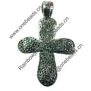 Pendant. Fashion Zinc Alloy jewelry findings. Lead-free. Cross 55x40mm. Sold by Bag