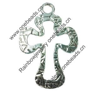 Pendant. Fashion Zinc Alloy jewelry findings. Lead-free. Cross 75x47mm. Sold by PC