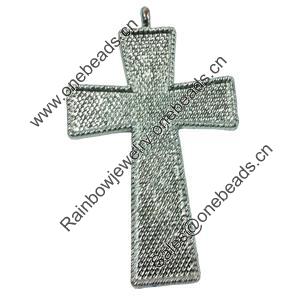 Pendant. Fashion Zinc Alloy jewelry findings. Lead-free. Cross 55x33mm. Sold by Bag