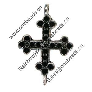 Connector. Fashion Zinc Alloy jewelry findings. Lead-free. Cross 30x19mm. Sold by Bag
