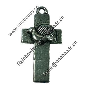 Pendant. Fashion Zinc Alloy jewelry findings. Lead-free. Cross26x15mm. Sold by Bag