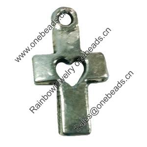 Pendant. Fashion Zinc Alloy jewelry findings. Lead-free. Cross 18x8mm. Sold by Bag