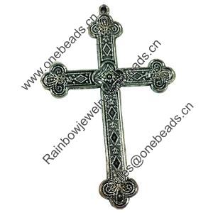 Pendant. Fashion Zinc Alloy jewelry findings. Lead-free. Cross 80x53mm. Sold by Bag