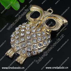Zinc Alloy Pendant With Crystal Beads. Fashion Jewelry Findings. Animal 68x46mm. Sold by PC