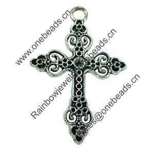 Pendant. Fashion Zinc Alloy jewelry findings. Cross 50x35mm. Sold by Bag