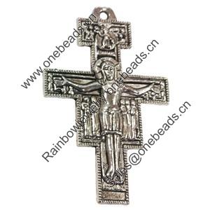Pendant. Fashion Zinc Alloy jewelry findings. Cross 48x32mm. Sold by Bag