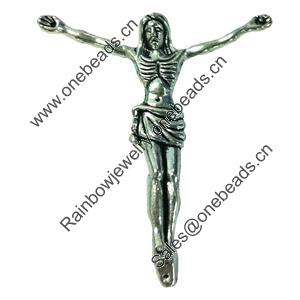 Pendant. Fashion Zinc Alloy jewelry findings. Cross 48x38mm. Sold by Bag