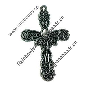 Pendant. Fashion Zinc Alloy jewelry findings. Cross 42x25mm. Sold by Bag