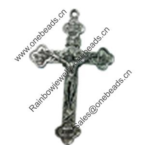 Pendant. Fashion Zinc Alloy jewelry findings. Cross 60x35mm. Sold by Bag
