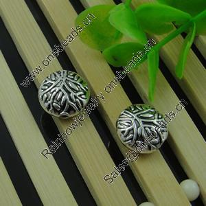 Beads. Fashion Zinc Alloy jewelry findings. Flat Round 12mm，Hole size:1.2mm Sold by Bag