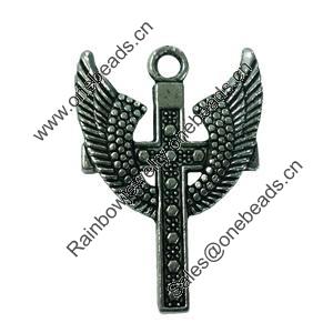 Pendant. Fashion Zinc Alloy jewelry findings. Cross 38x27mm. Sold by Bag