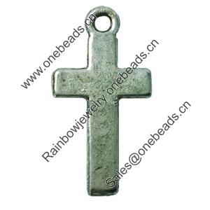 Pendant. Fashion Zinc Alloy jewelry findings. Cross 25x12mm. Sold by Bag
