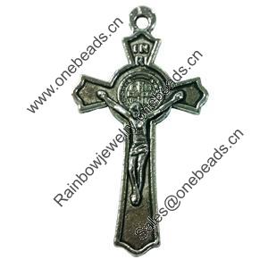 Pendant. Fashion Zinc Alloy jewelry findings. Cross 50x22mm. Sold by Bag