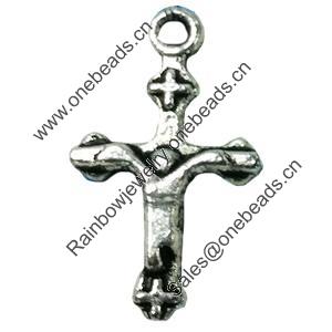 Pendant. Fashion Zinc Alloy jewelry findings. Cross 19x10mm. Sold by Bag