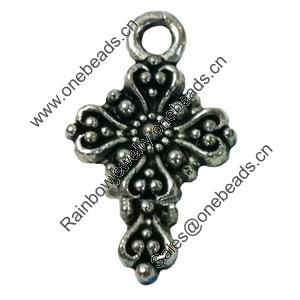 Pendant. Fashion Zinc Alloy jewelry findings. Cross 19x11mm. Sold by Bag