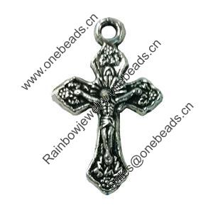Pendant. Fashion Zinc Alloy jewelry findings. Cross23x12mm. Sold by Bag