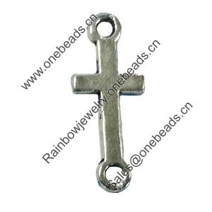 Connector. Fashion Zinc Alloy jewelry findings. Cross 19x9mm. Sold by Bag