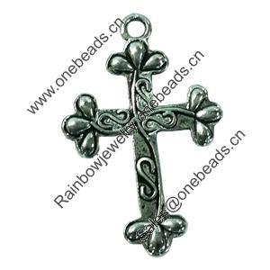 Pendant. Fashion Zinc Alloy jewelry findings. Cross 35x23mm. Sold by Bag