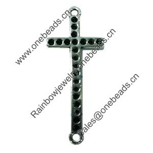 Connector. Fashion Zinc Alloy jewelry findings. Cross 34x12mm. Sold by Bag