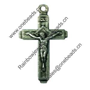 Pendant. Fashion Zinc Alloy jewelry findings. Cross 33x18mm. Sold by Bag