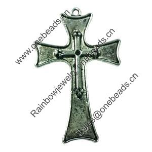 Pendant. Fashion Zinc Alloy jewelry findings. Cross 52x30mm. Sold by Bag