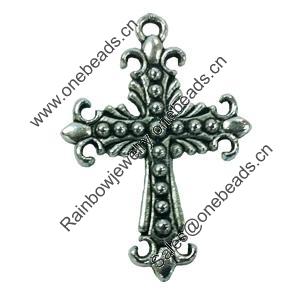 Pendant. Fashion Zinc Alloy jewelry findings. Cross 40x28mm. Sold by Bag