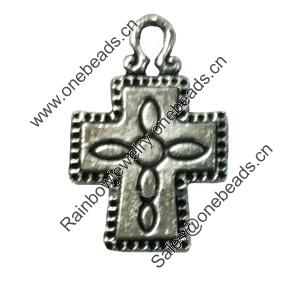 Pendant. Fashion Zinc Alloy jewelry findings. Cross 23x15mm. Sold by Bag
