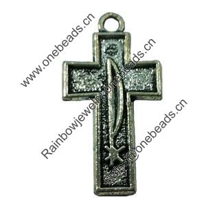 Pendant. Fashion Zinc Alloy jewelry findings. Cross 38x20mm. Sold by Bag