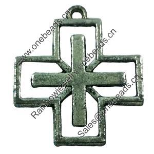 Pendant. Fashion Zinc Alloy jewelry findings. Cross 25x28mm. Sold by Bag