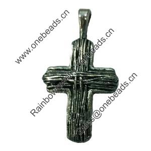 Pendant. Fashion Zinc Alloy jewelry findings. Cross 30x15mm. Sold by Bag