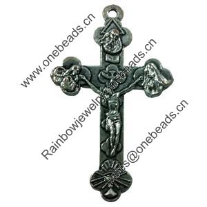 Pendant. Fashion Zinc Alloy jewelry findings. Cross 55x26mm. Sold by Bag