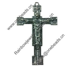 Pendant. Fashion Zinc Alloy jewelry findings. Cross 40x62mm. Sold by Bag