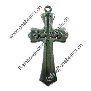 Pendant. Fashion Zinc Alloy jewelry findings. Cross 48x22mm. Sold by Bag