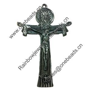 Pendant. Fashion Zinc Alloy jewelry findings. Cross 77x50mm. Sold by PC
