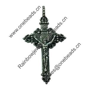 Pendant. Fashion Zinc Alloy jewelry findings. Cross 50x25mm. Sold by Bag