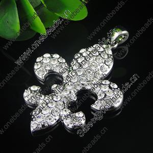 Zinc Alloy Pendant With Crystal Beads. A Grade. Fashion Jewelry Findings. Anchor 56x43mm. Sold by PC