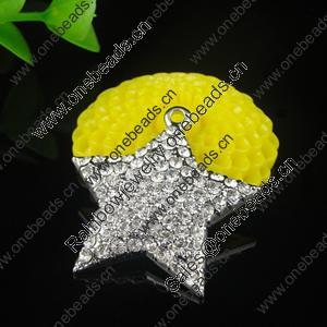 Zinc Alloy Pendant With Crystal Beads. A Grade. Fashion Jewelry Findings. Star 32x6mm. Sold by PC