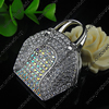 Zinc Alloy Pendant With Crystal Beads. A Grade. Fashion Jewelry Findings. Handbag 45x50x16mm. Sold by PC
